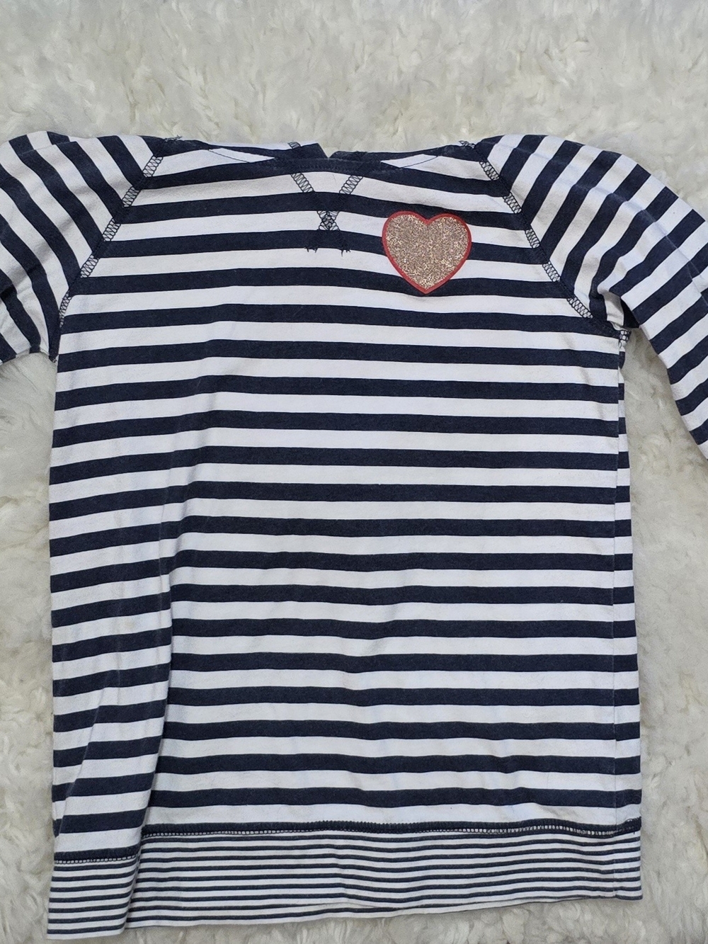 OshKosh B'gosh Navy & White Striped Long Sleeve Tee with Glitter Heart